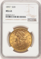 1897 $20 Liberty Double Eagle NGC MS63