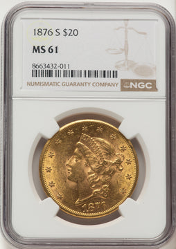 1876-S $20 Liberty Double Eagle NGC MS61