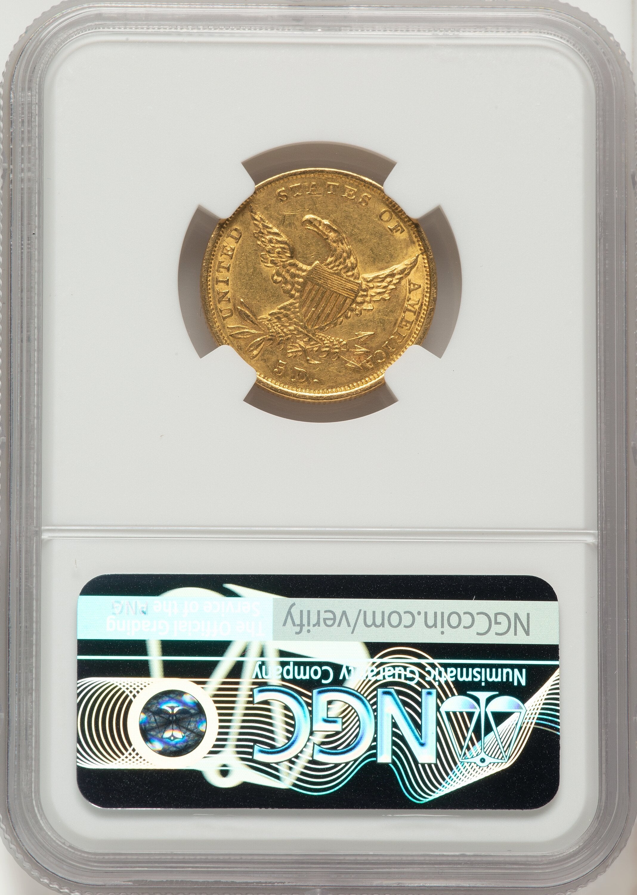 1834 $5 PLAIN 4 Classic Half Eagle NGC AU55
