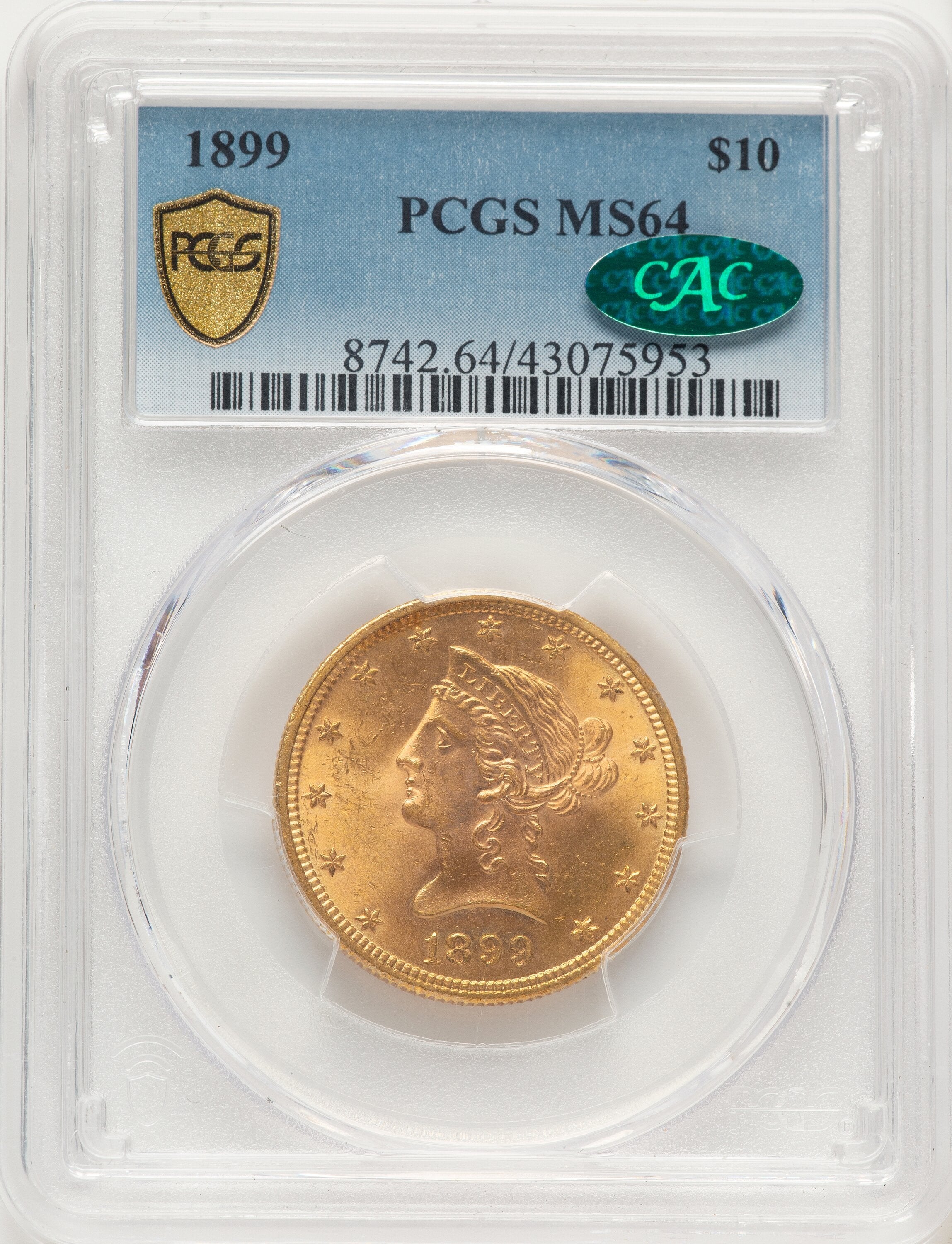 1899 $10 CAC Liberty Eagle PCGS MS64