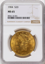 1904 $20 Liberty Liberty Double Eagle NGC MS65