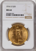 1916-S $20 Saint-Gaudens Double Eagle NGC MS64