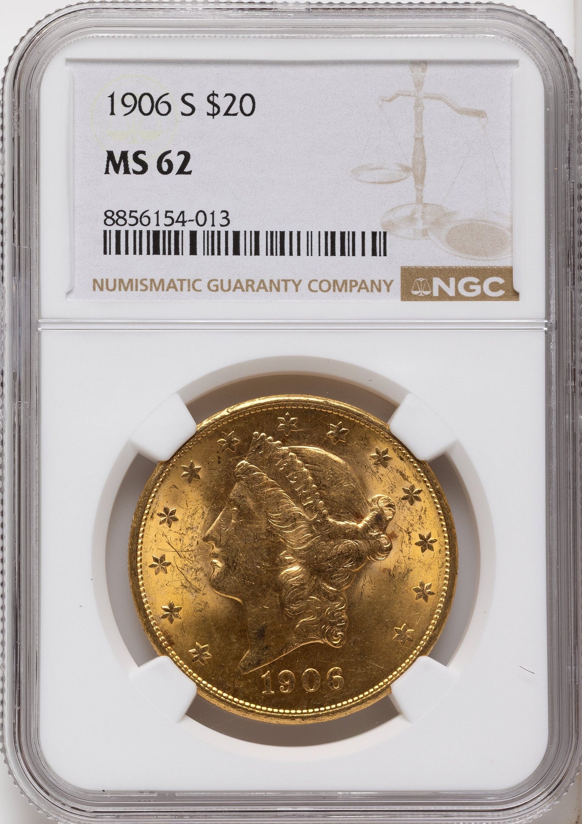 1906-S $20 Liberty Double Eagle NGC MS62