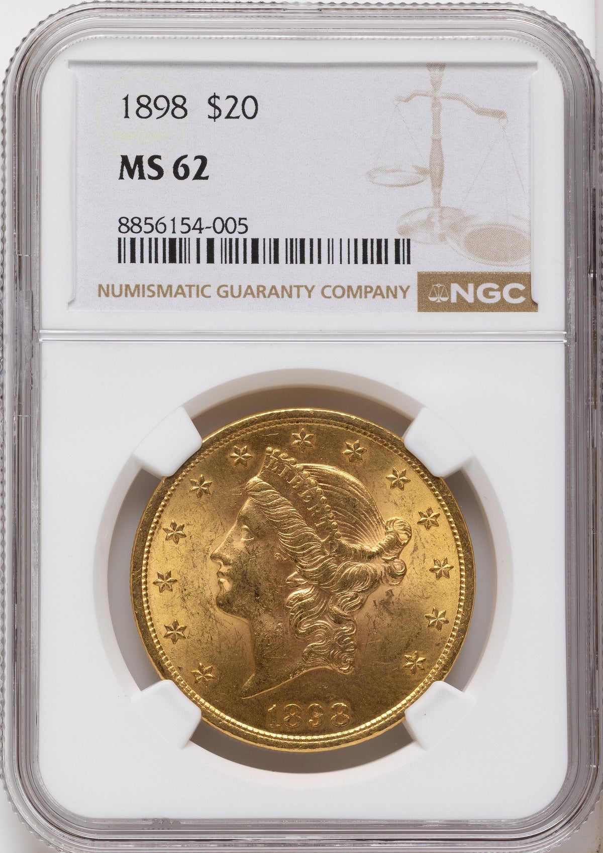 1898 $20 Liberty Double Eagle NGC MS62
