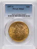 1897-S $20 Liberty Double Eagle PCGS MS62