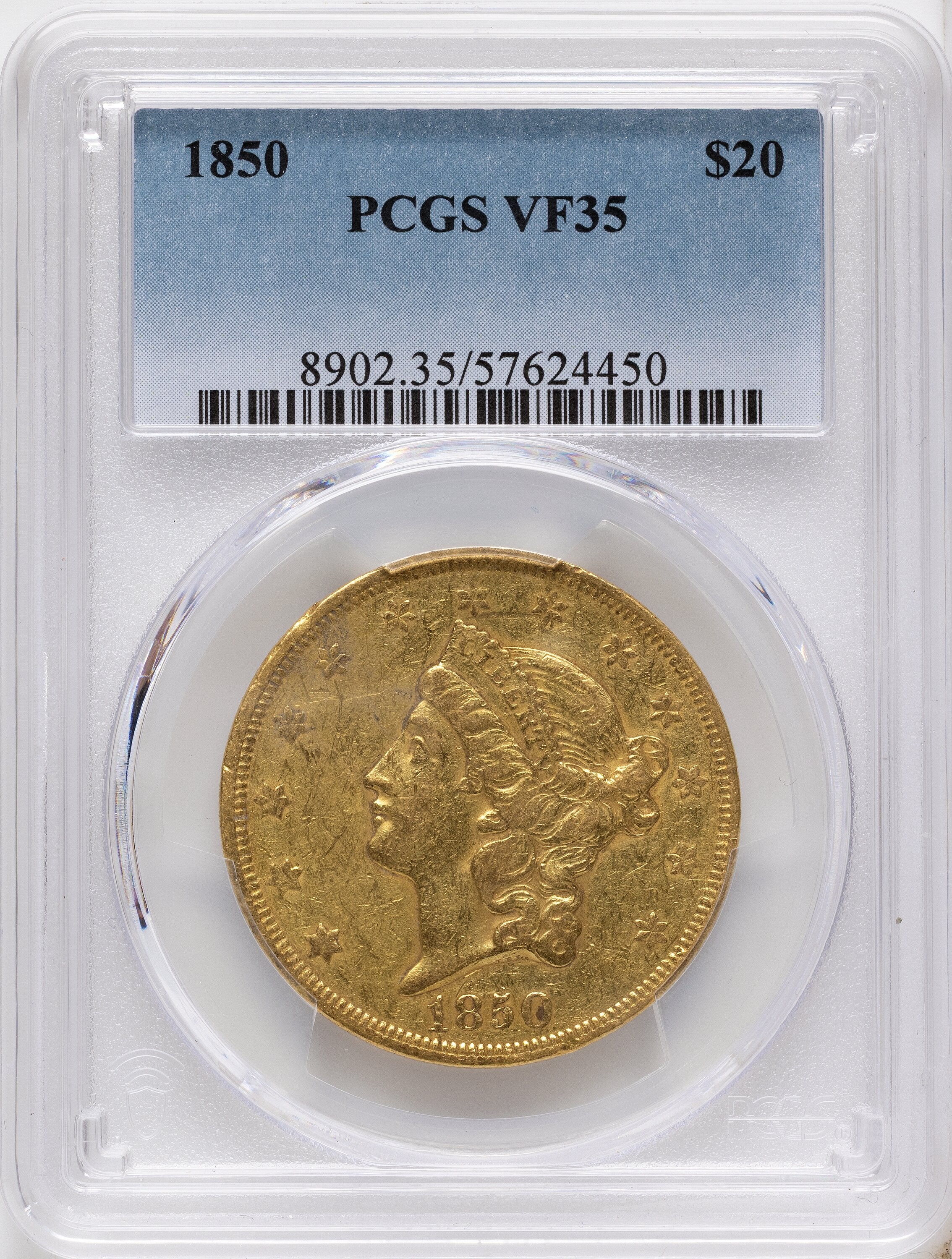 1850 $20 Liberty Double Eagle PCGS VF35
