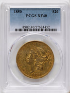1850 $20 Liberty Double Eagle PCGS XF40