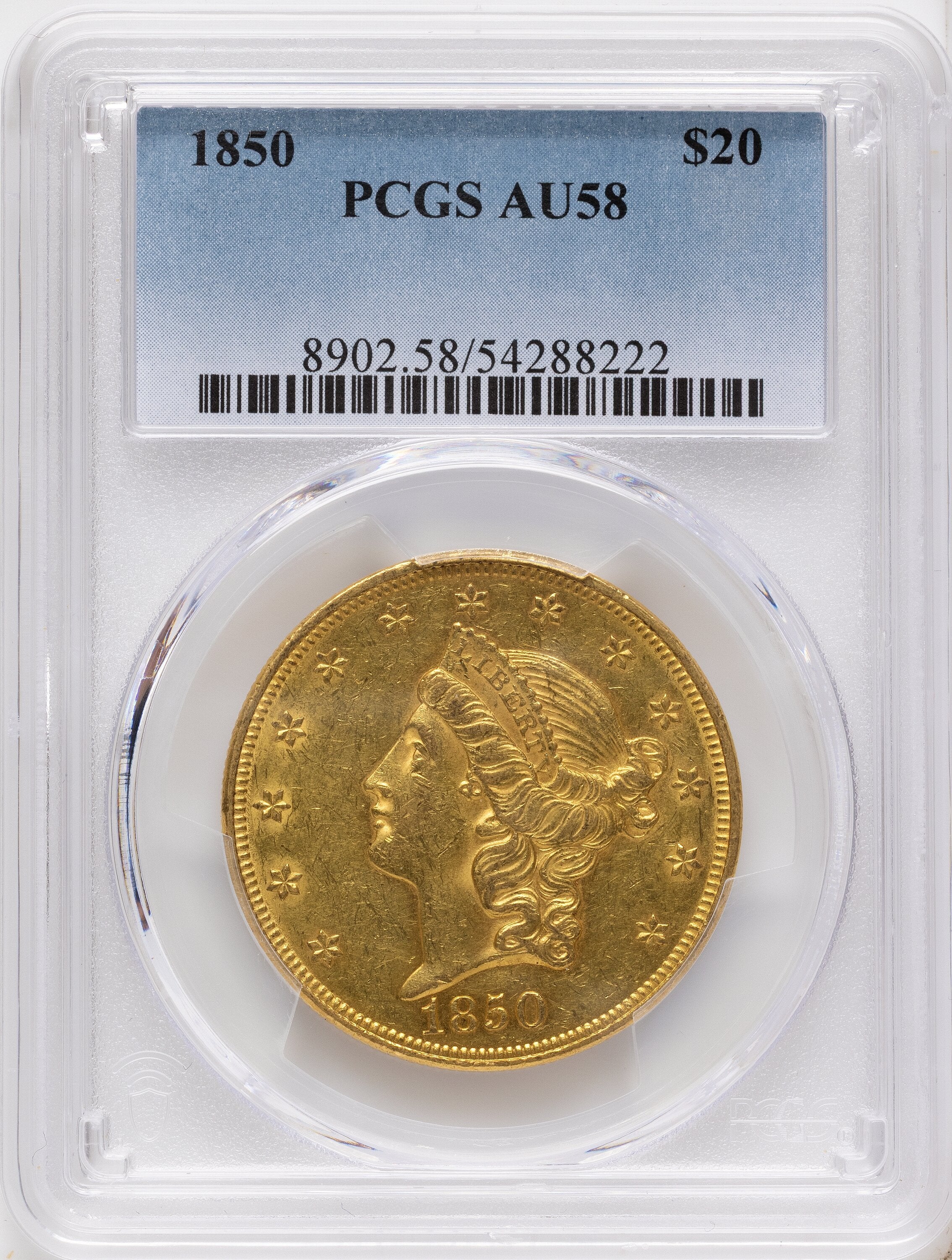 1850 $20 Liberty Double Eagle PCGS AU58