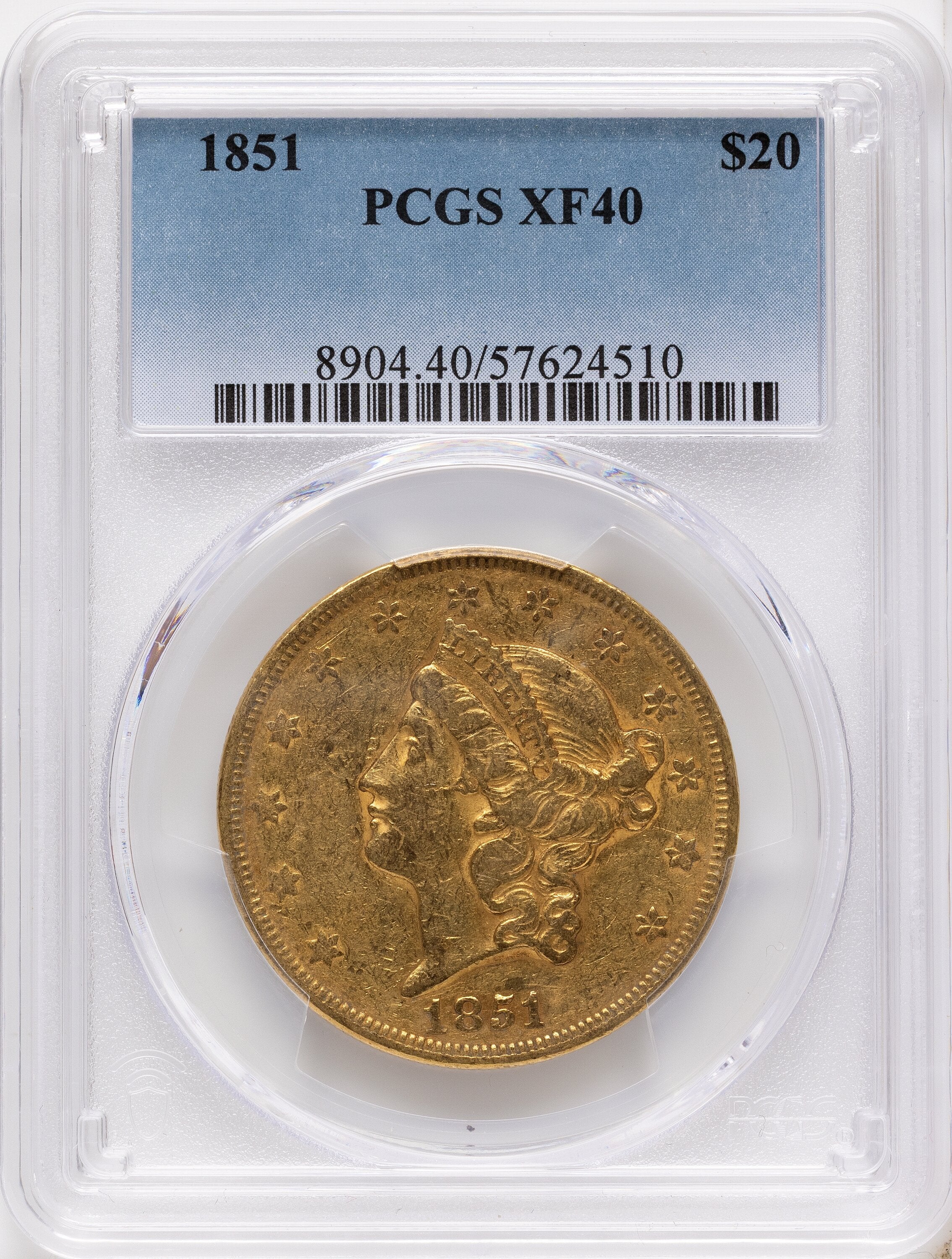 1851 $20 Liberty Double Eagle PCGS XF40