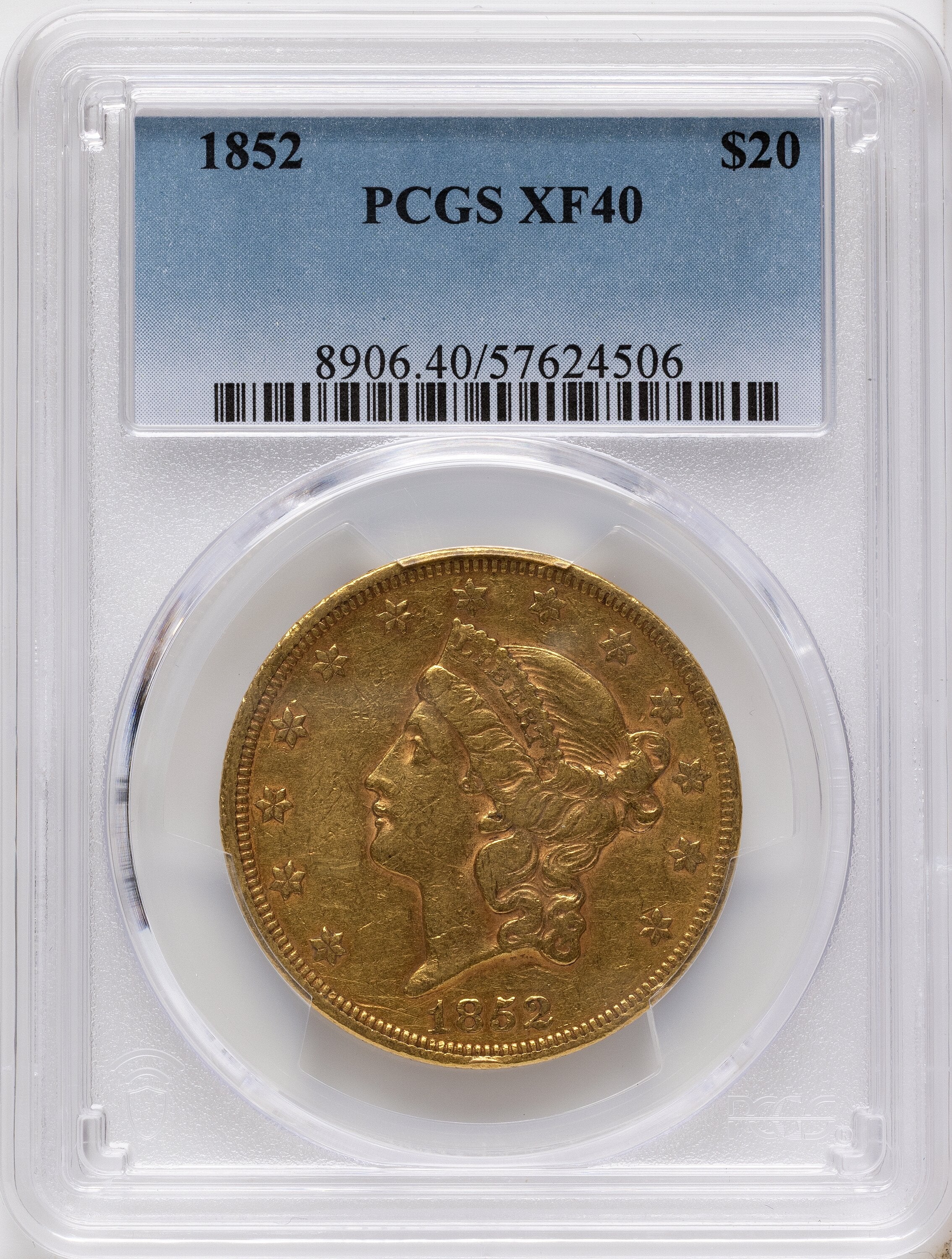 1852 $20 Liberty Double Eagle PCGS XF40