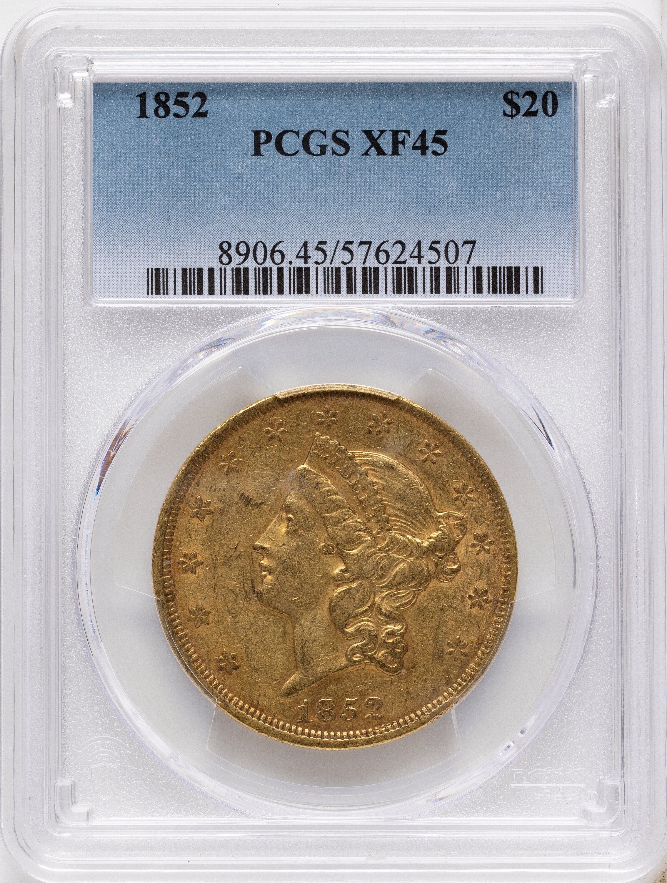 1852 $20 Liberty Double Eagle PCGS XF45