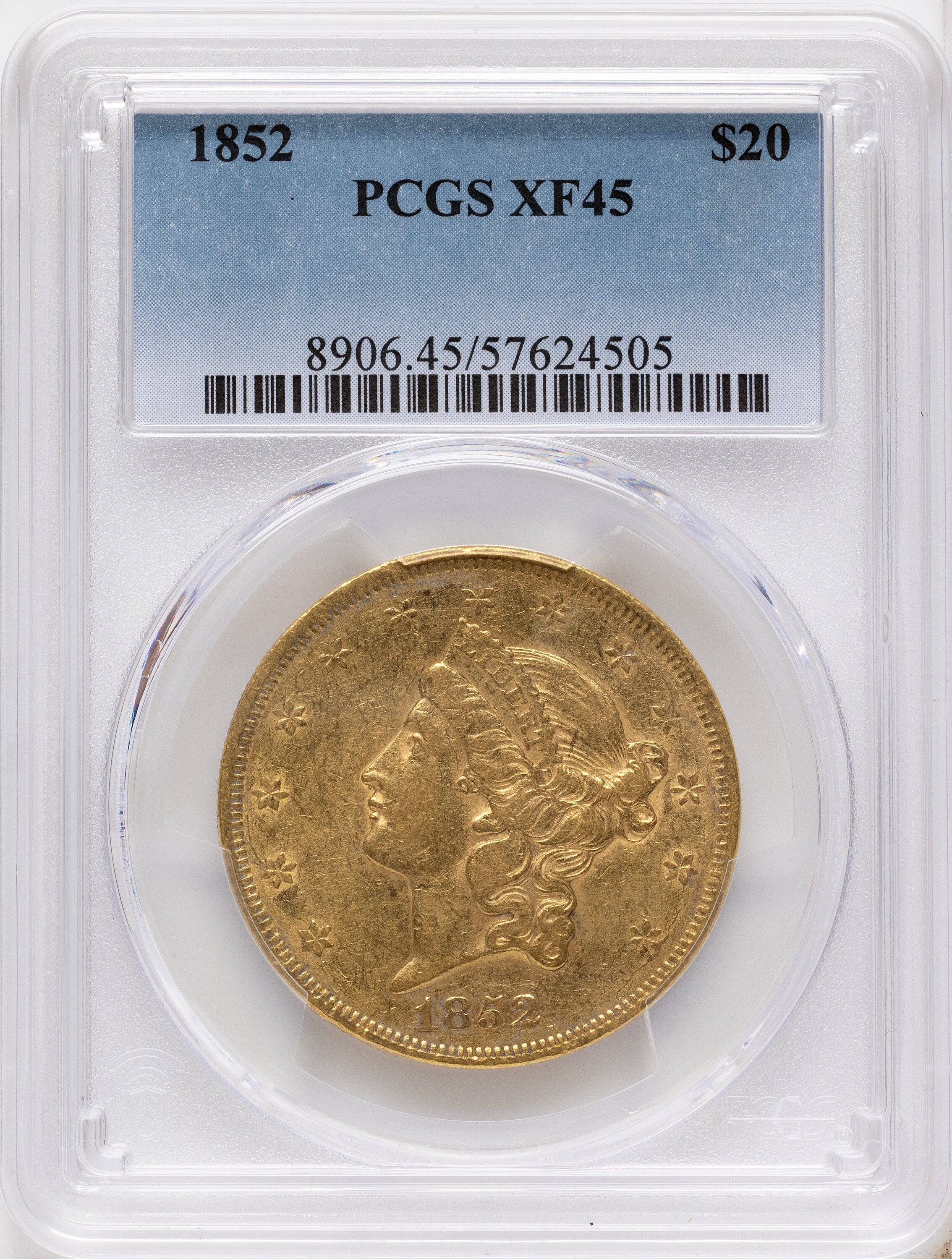 1852 $20 Liberty Double Eagle PCGS XF45