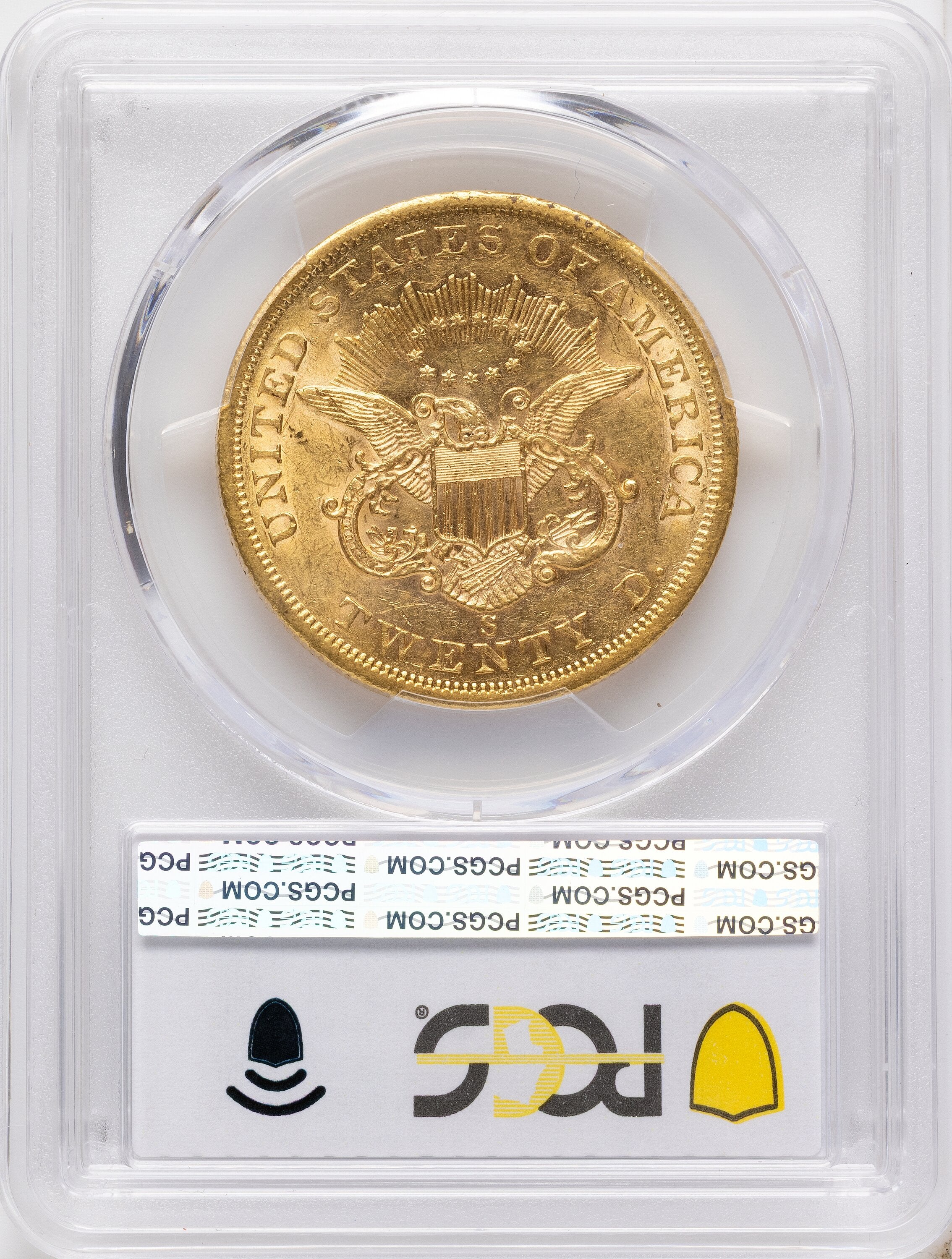 1858-S $20 Liberty Double Eagle PCGS AU53