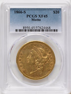 1866-S $20 MOTTO Liberty Double Eagle PCGS XF45