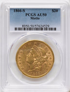 1866-S $20 MOTTO Liberty Double Eagle PCGS AU50