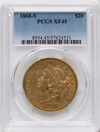 1868-S $20 Liberty Double Eagle PCGS XF45