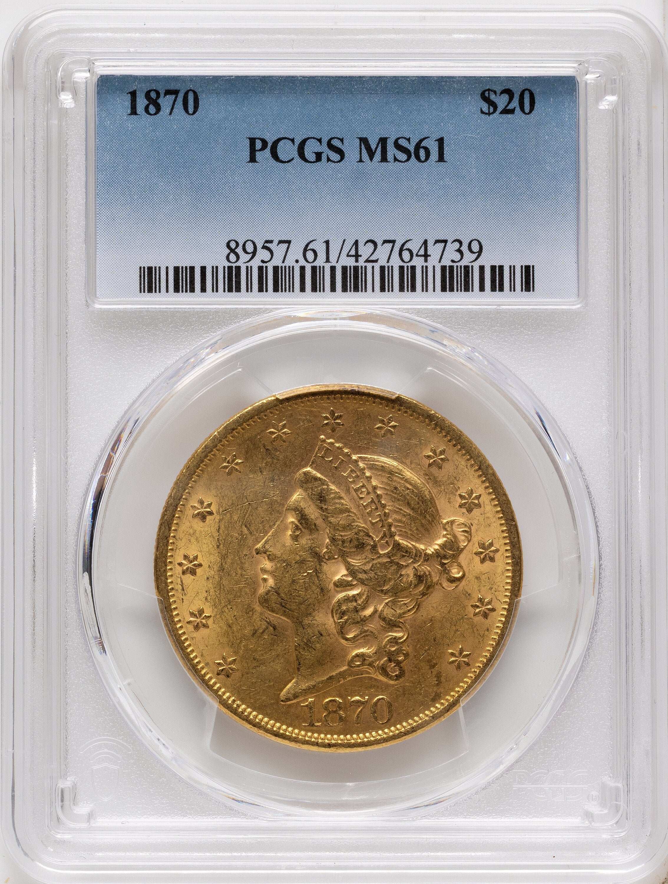 1870 $20 Liberty Double Eagle PCGS MS61