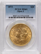 1873 $20 OPEN 3 Liberty Double Eagle PCGS MS61
