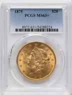 1875 $20 Liberty Double Eagle PCGS MS63+
