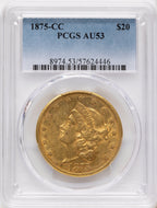 1875-CC $20 Liberty Double Eagle PCGS AU53