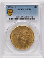1876-CC $20 Liberty Double Eagle PCGS AU55