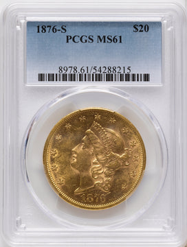 1876-S $20 Liberty Double Eagle PCGS MS61