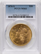 1876-S $20 Liberty Double Eagle PCGS MS61