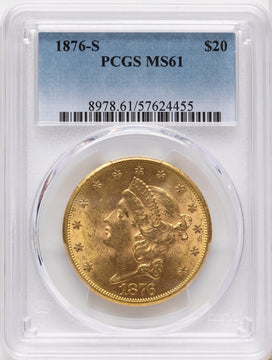 1876-S $20 Liberty Double Eagle PCGS MS61