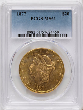 1877 $20 Liberty Double Eagle PCGS MS61