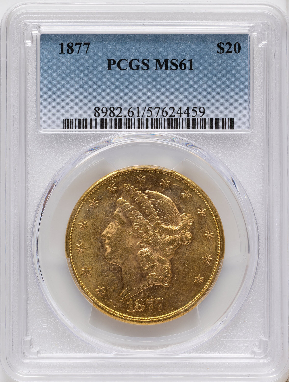 1877 $20 Liberty Double Eagle PCGS MS61