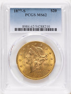 1877-S $20 Liberty Double Eagle PCGS MS62