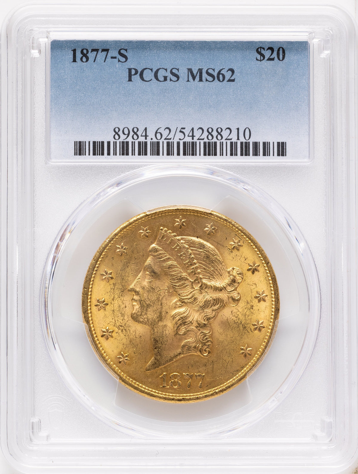 1877-S $20 Liberty Double Eagle PCGS MS62