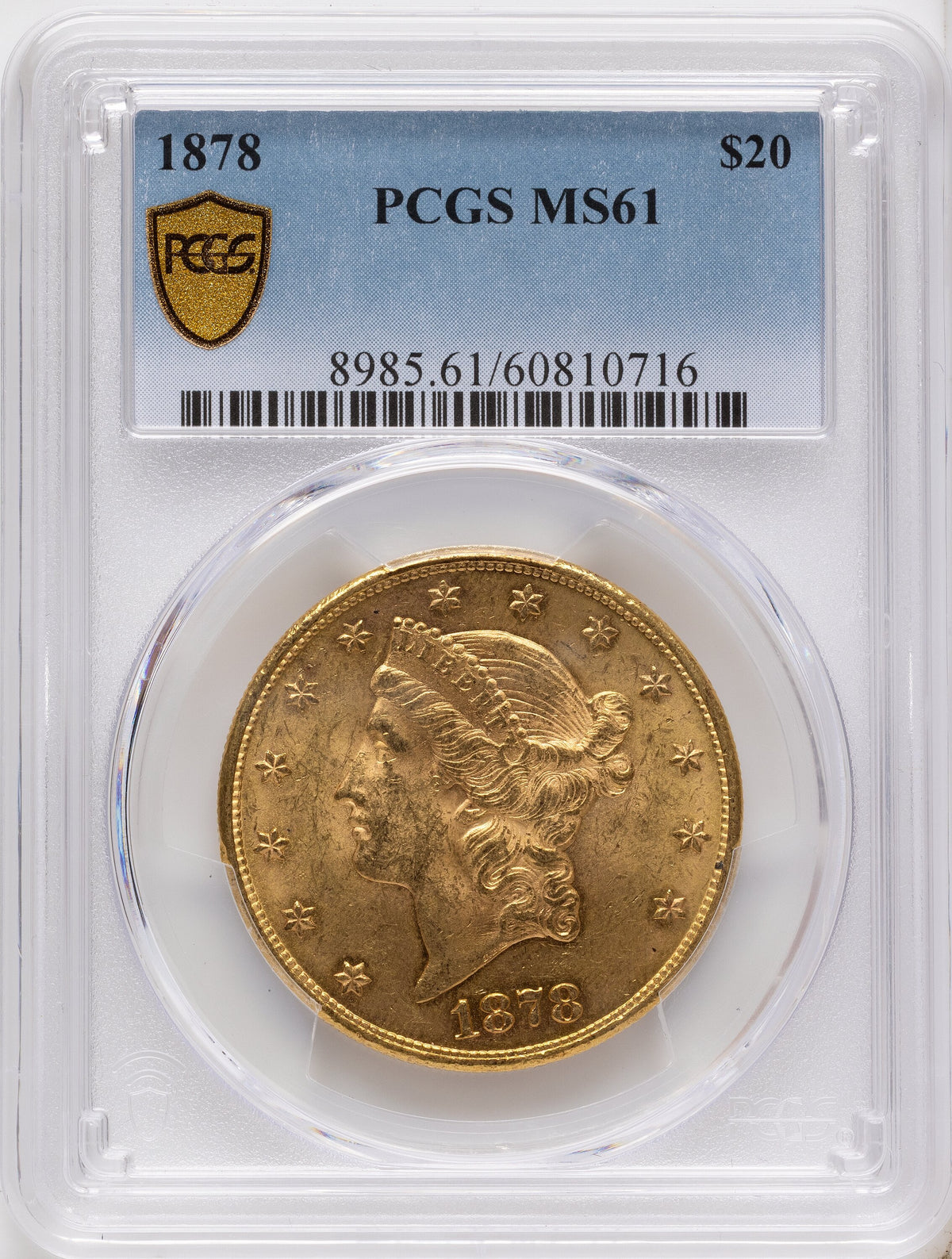 1878 $20 Liberty Double Eagle PCGS MS61