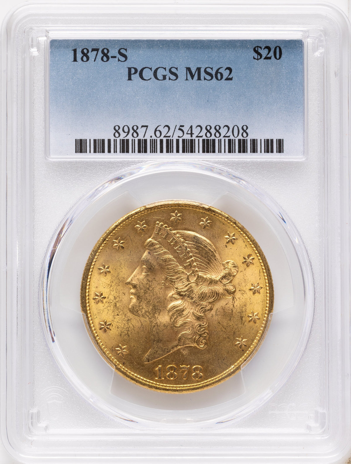 1878-S $20 Liberty Double Eagle PCGS MS62