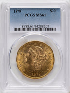 1879 $20 Liberty Double Eagle PCGS MS61