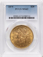 1879 $20 Liberty Double Eagle PCGS MS62
