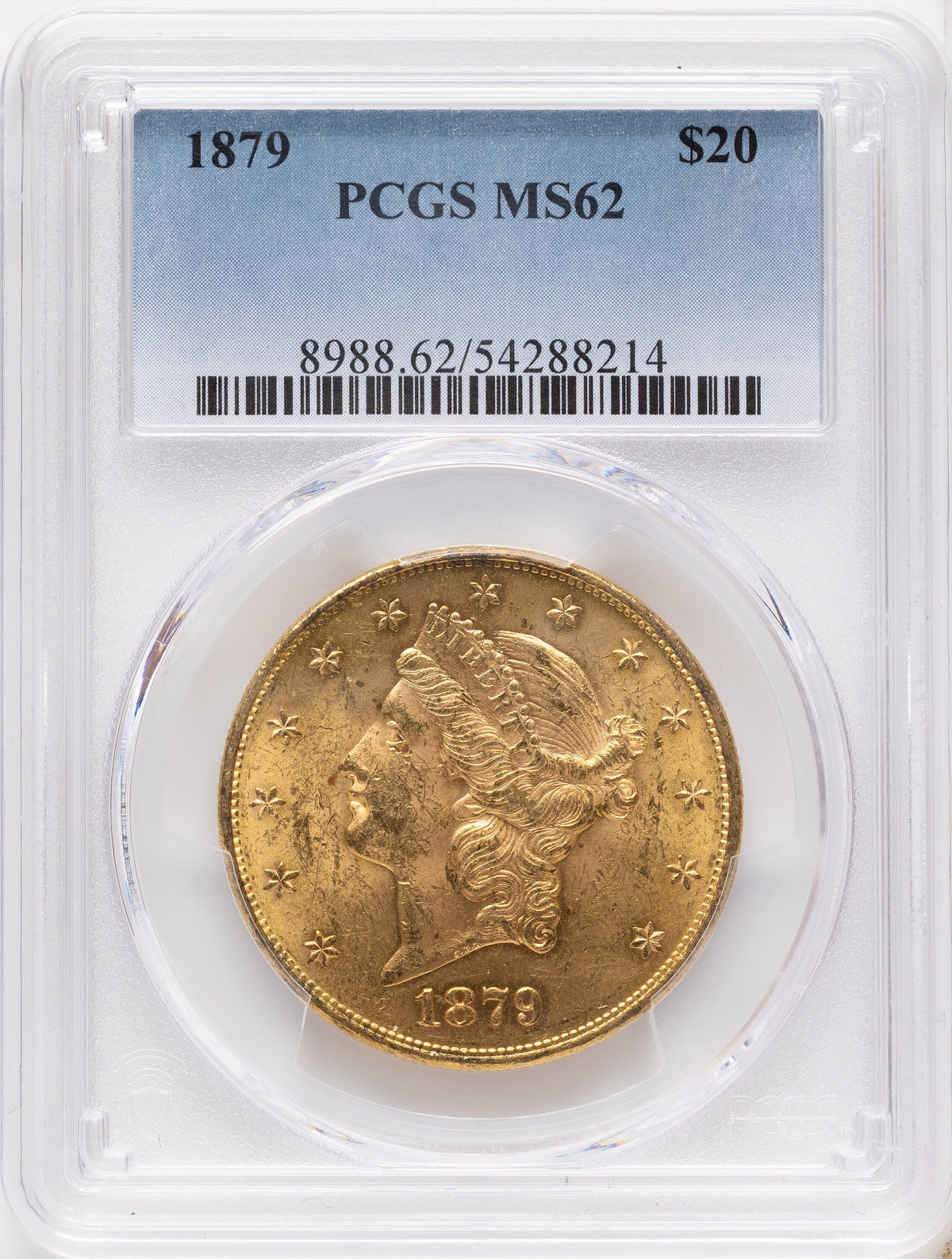 1879 $20 Liberty Double Eagle PCGS MS62