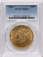 1880 $20 Liberty Double Eagle PCGS MS61