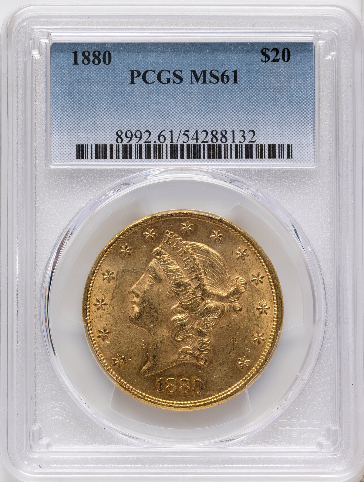 1880 $20 Liberty Double Eagle PCGS MS61