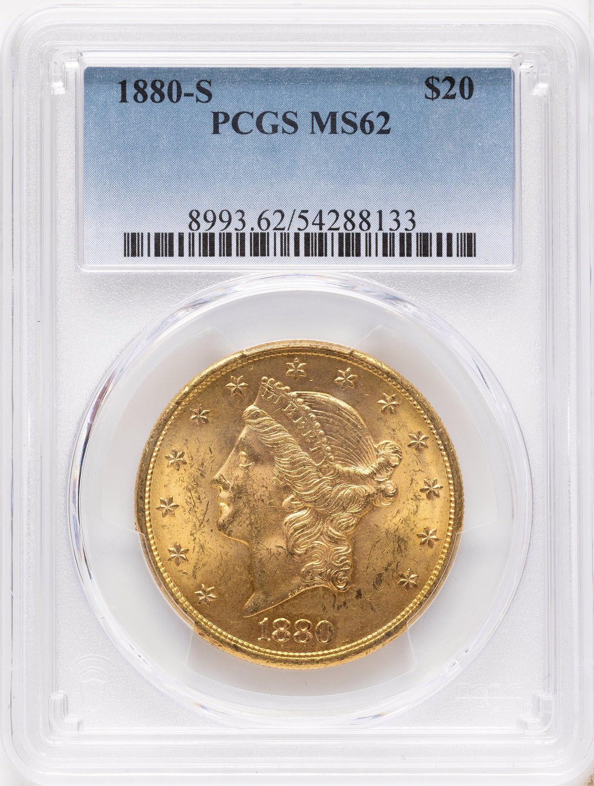 1880-S $20 Liberty Double Eagle PCGS MS62