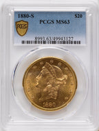 1880-S $20 Liberty Double Eagle PCGS MS63