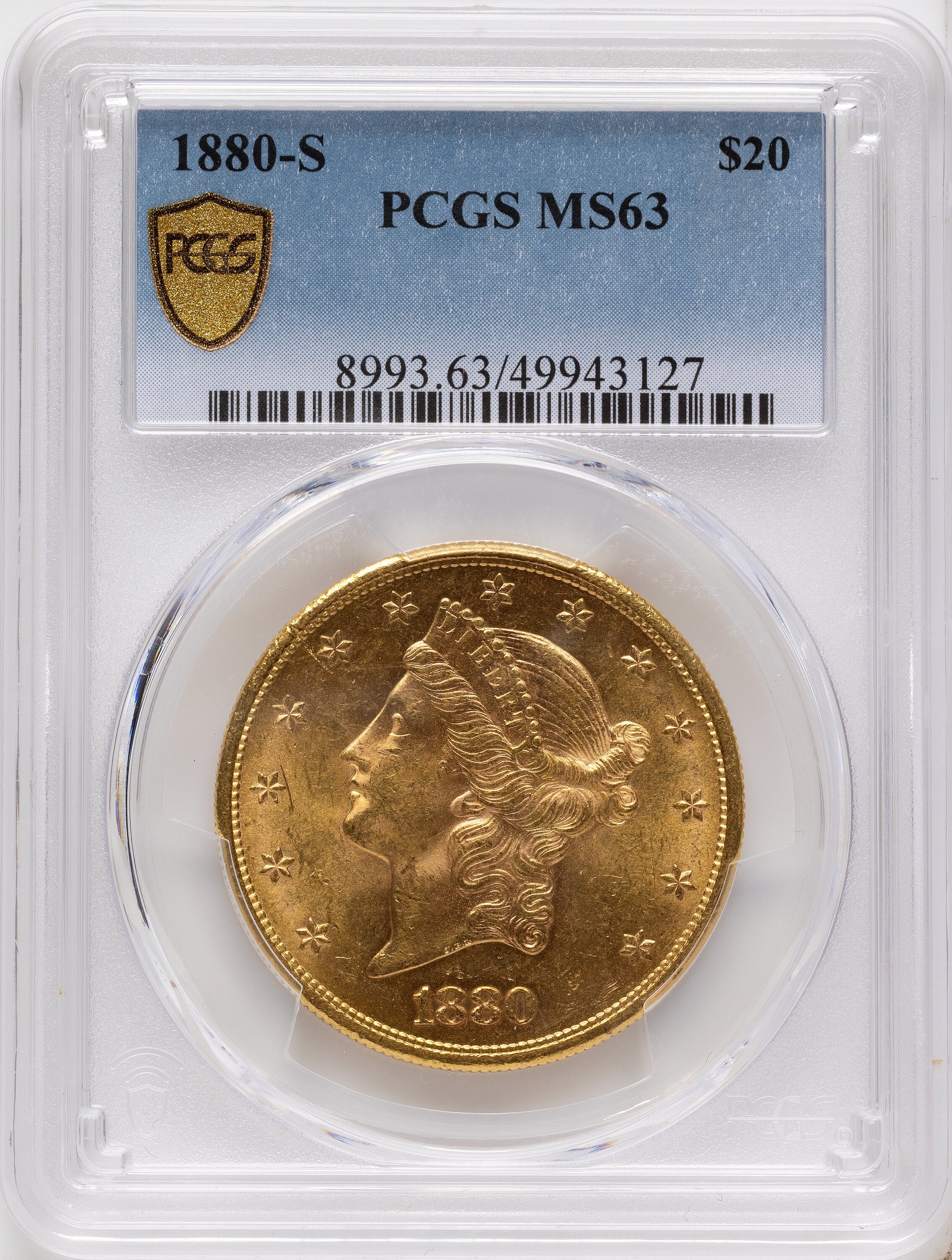 1880-S $20 Liberty Double Eagle PCGS MS63