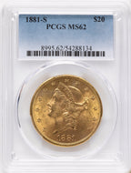 1881-S $20 Liberty Double Eagle PCGS MS62