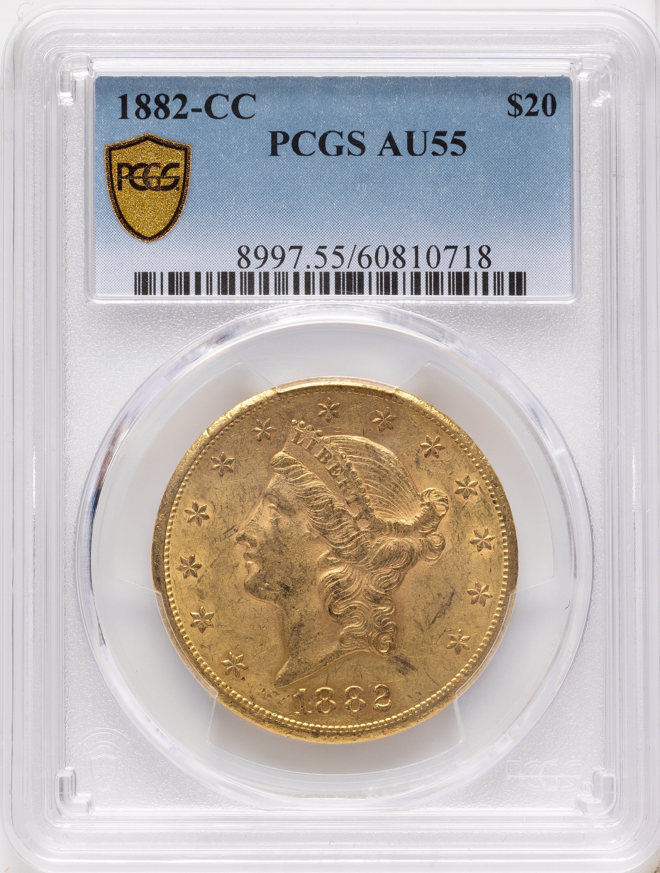 1882-CC $20 Liberty Double Eagle PCGS AU55