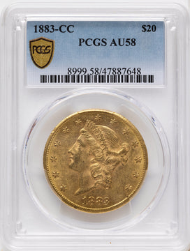 1883-CC $20 Liberty Double Eagle PCGS AU58