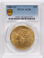 1883-CC $20 Liberty Double Eagle PCGS AU58