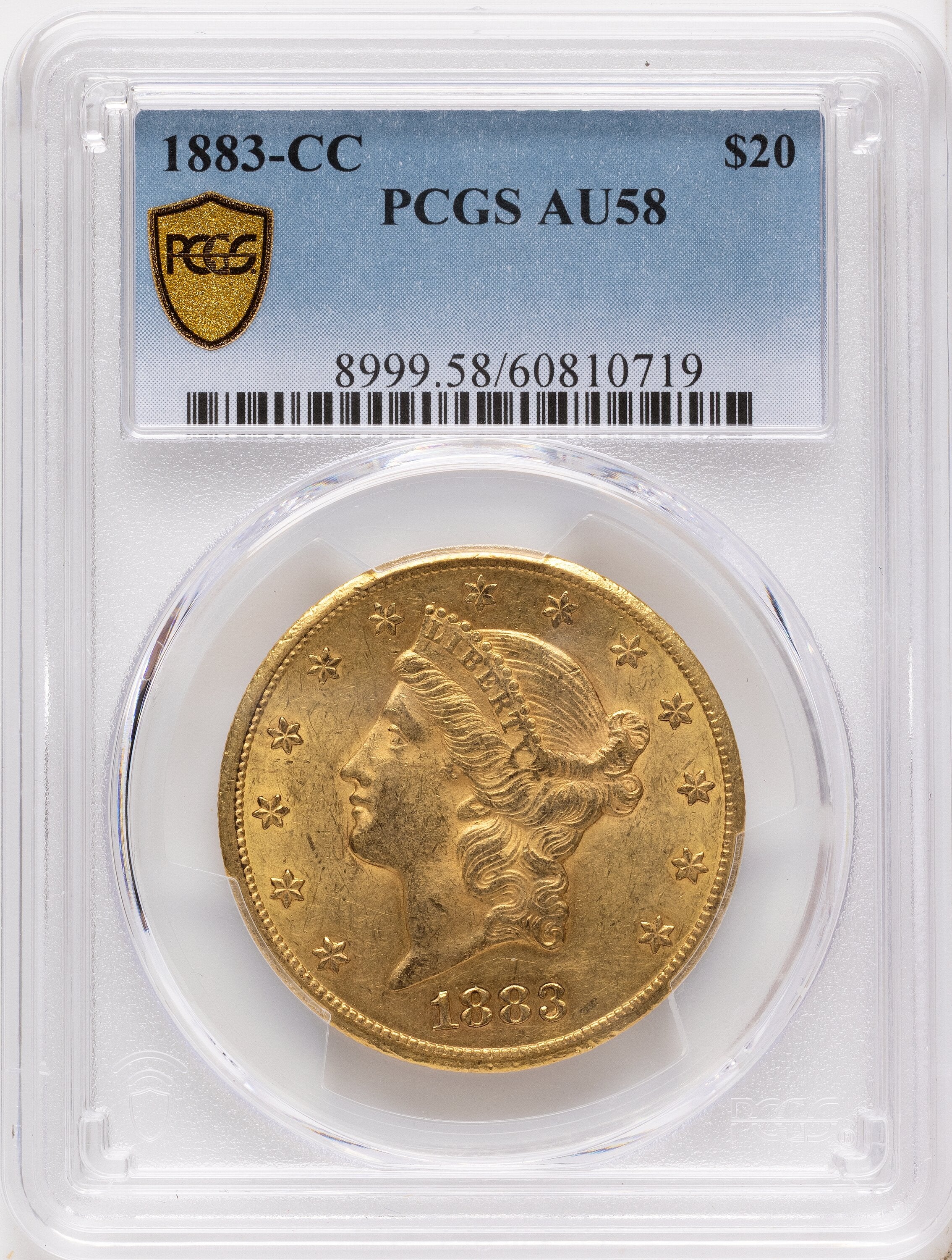 1883-CC $20 Liberty Double Eagle PCGS AU58