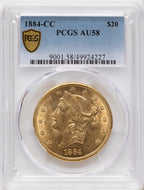 1884-CC $20 Liberty Double Eagle PCGS AU58