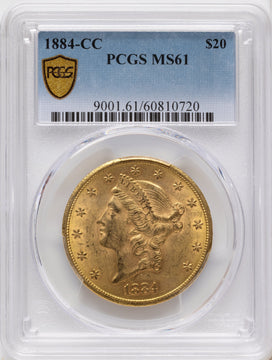 1884-CC $20 Liberty Double Eagle PCGS MS61