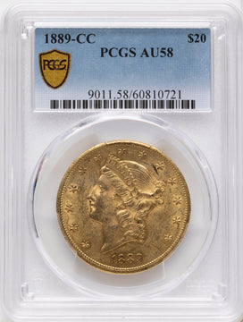 1889-CC $20 Liberty Double Eagle PCGS AU58